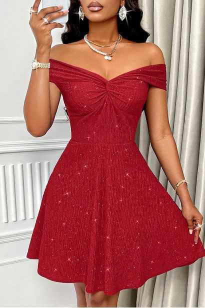 Rochie mini roșie cu bretele subțiri și spatele gol Sofia Red - 1