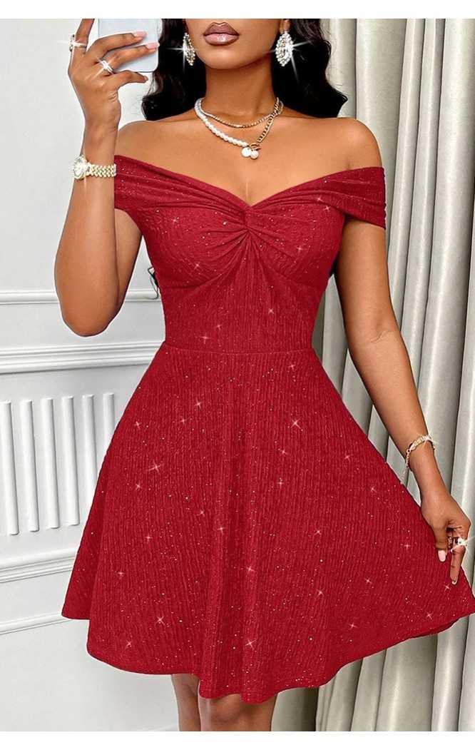 Rochie mini roșie cu bretele subțiri și spatele gol Sofia Red - 1